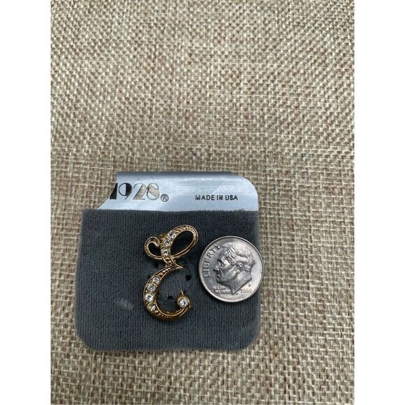1928 Brand Brooch Pin Letter E with Rhinestones - Picture 3 of 6